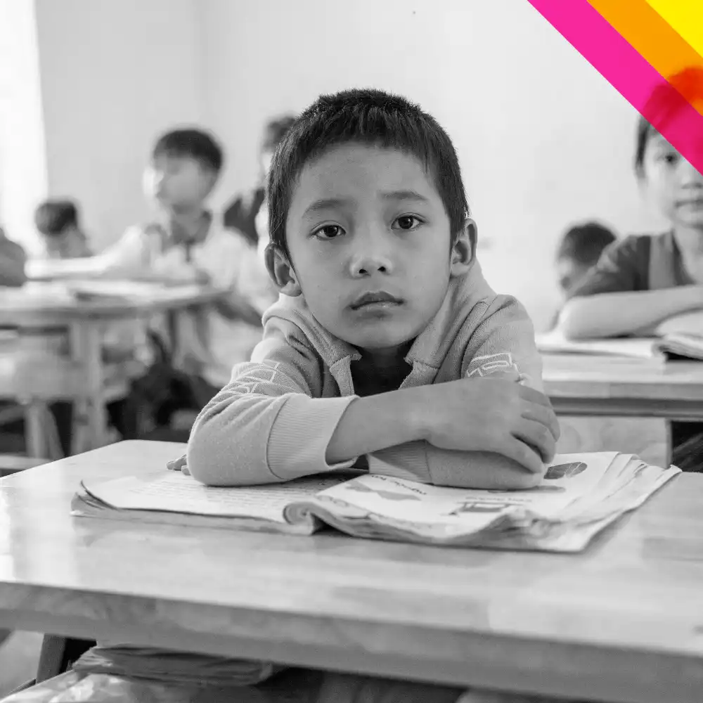 child at desk